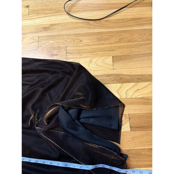 Vintage 90s Y2K Patra Shimmer Slip Brown Prom Dress Gown Ombré Mesh Overlay12 - Picture 14 of 14